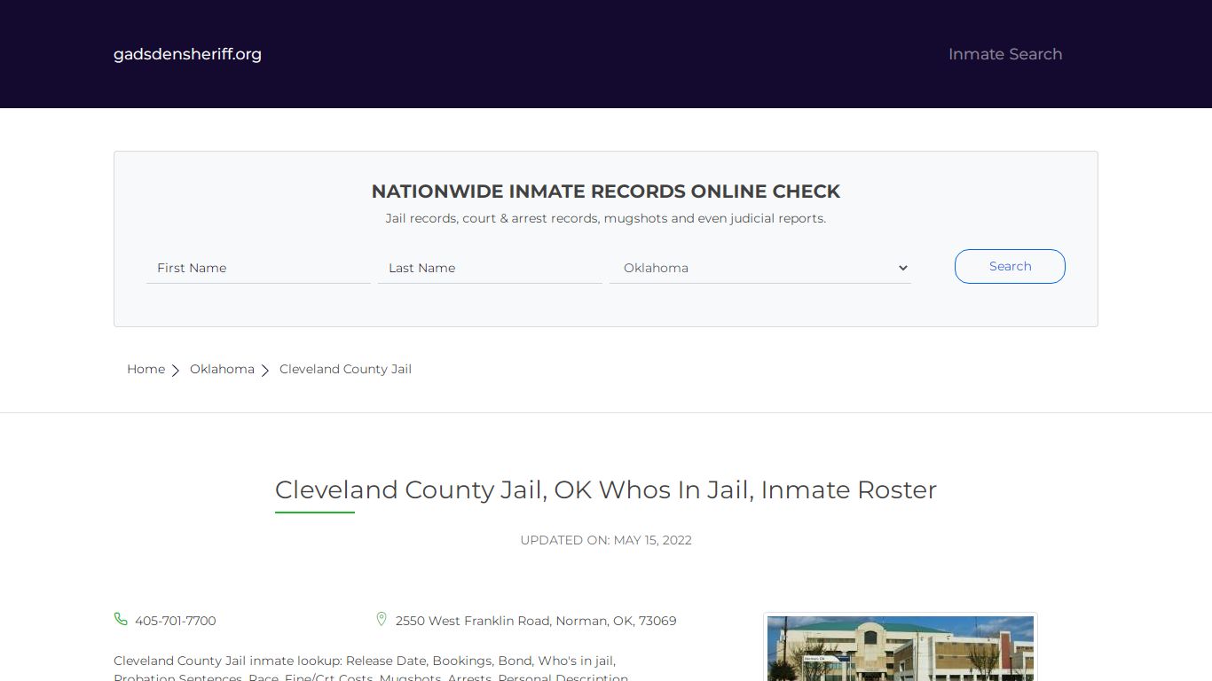 Cleveland County Jail, OK Inmate Roster, Whos In Jail